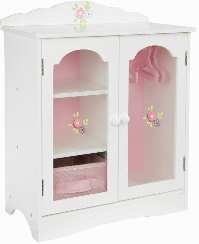 White Doll Closet Wardrobe by Teamson Kids Wooden Baby Furniture Toy TD-0210A