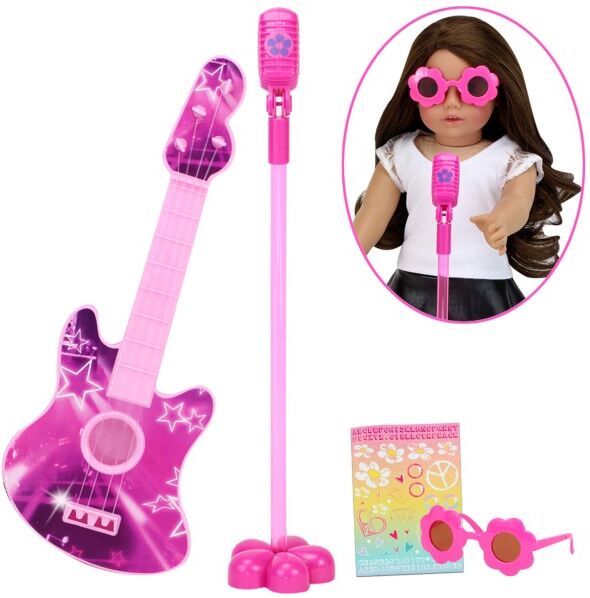 Teamson Sophia's Guitar, Sunglasses and Microphone for 18" Dolls, Pink