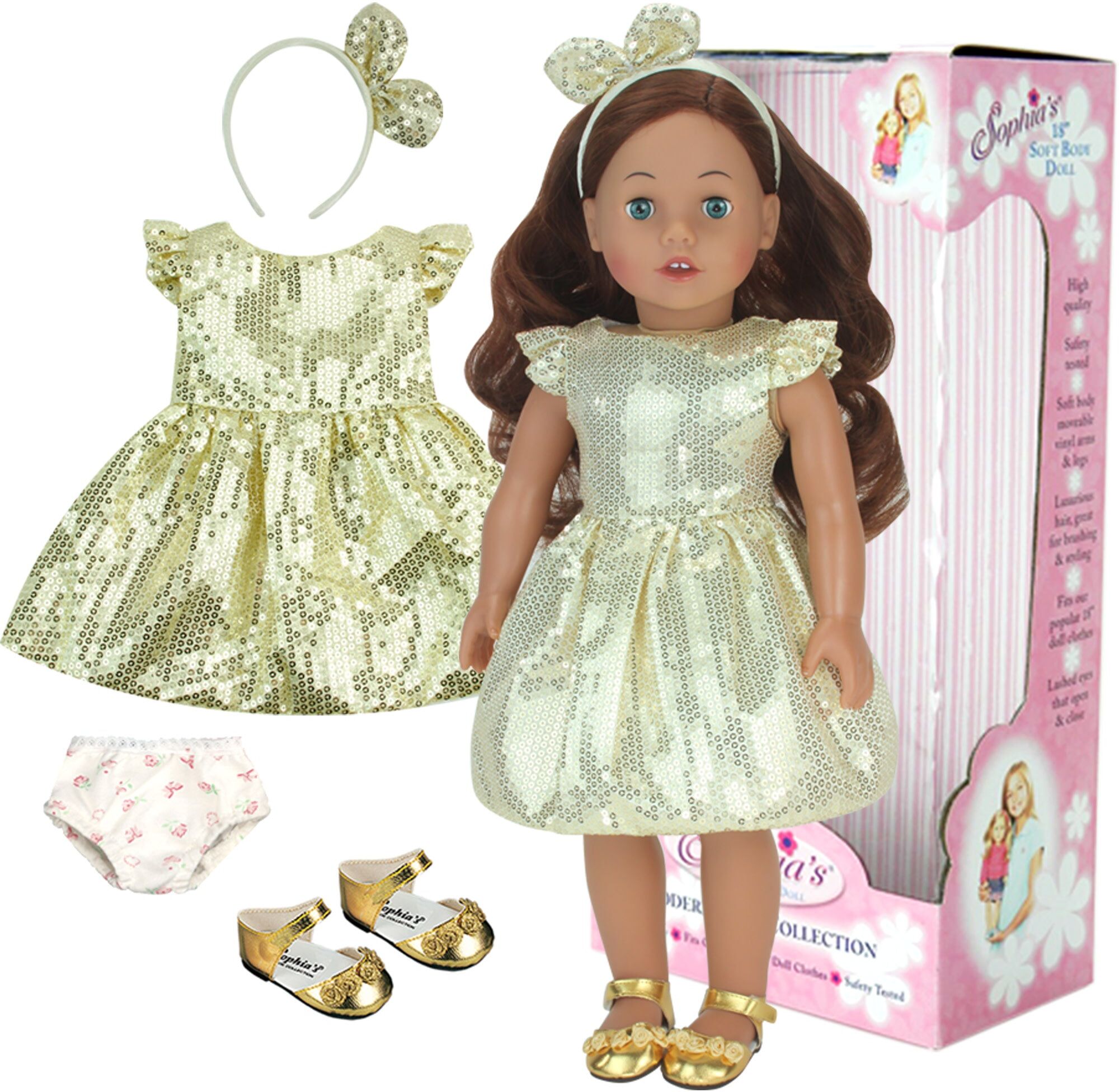 Teamson Sophia's 18'' Soft Bodied Auburn Doll "Carly" with Blue Eyes