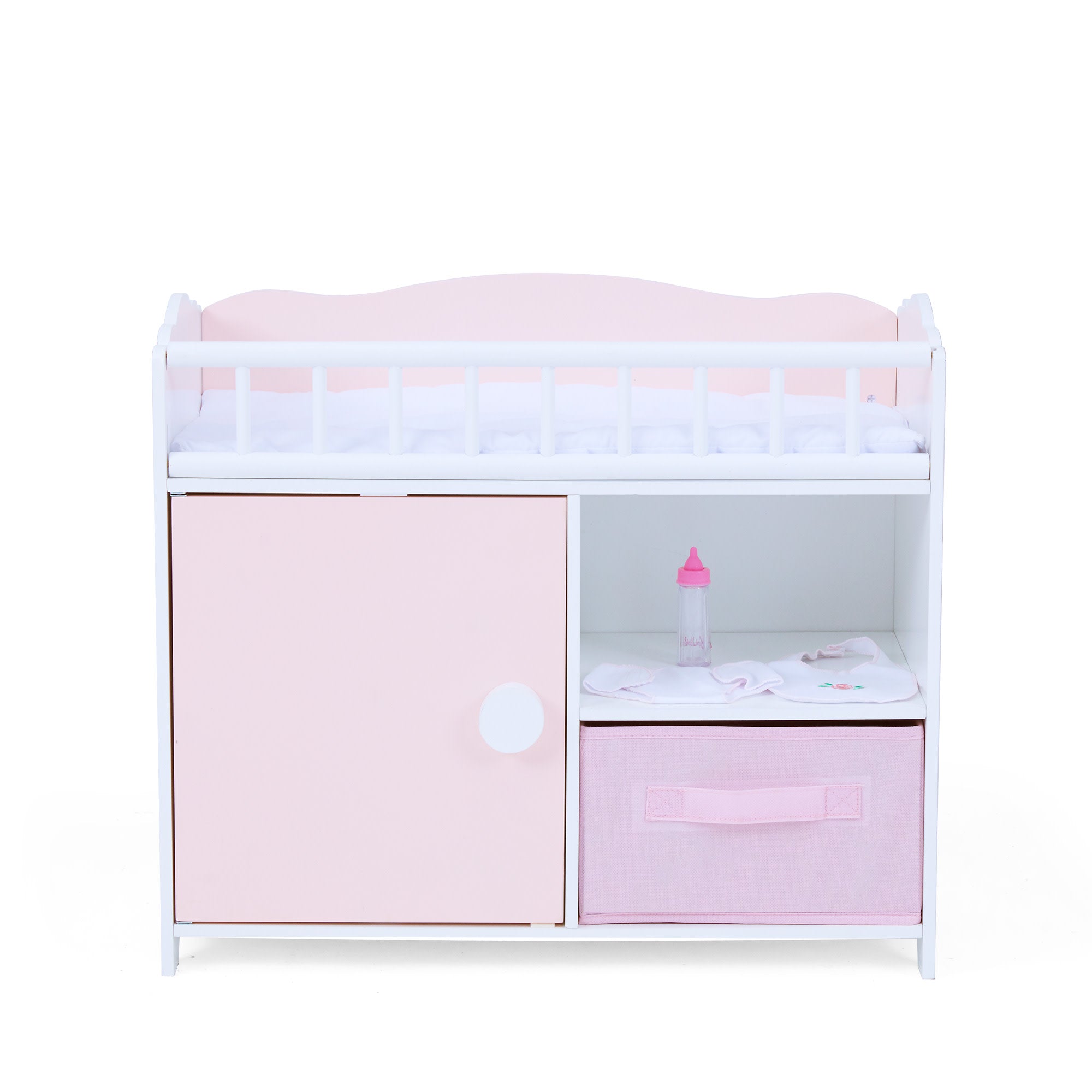 Teamson Kids - Aurora Princess Pink Plaid Baby Doll Bed with Accessories - Pink
