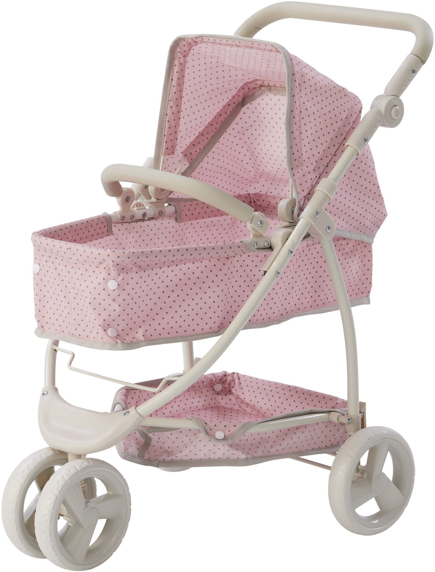 Teamson Kids 2 in 1 Baby Doll Stroller Pram Foldable Pink/Grey OL-00009