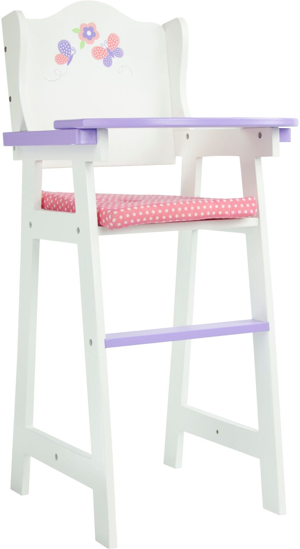 White Doll High Chair by Teamson Kids Wooden Furniture Role Play Gift TD-0098A