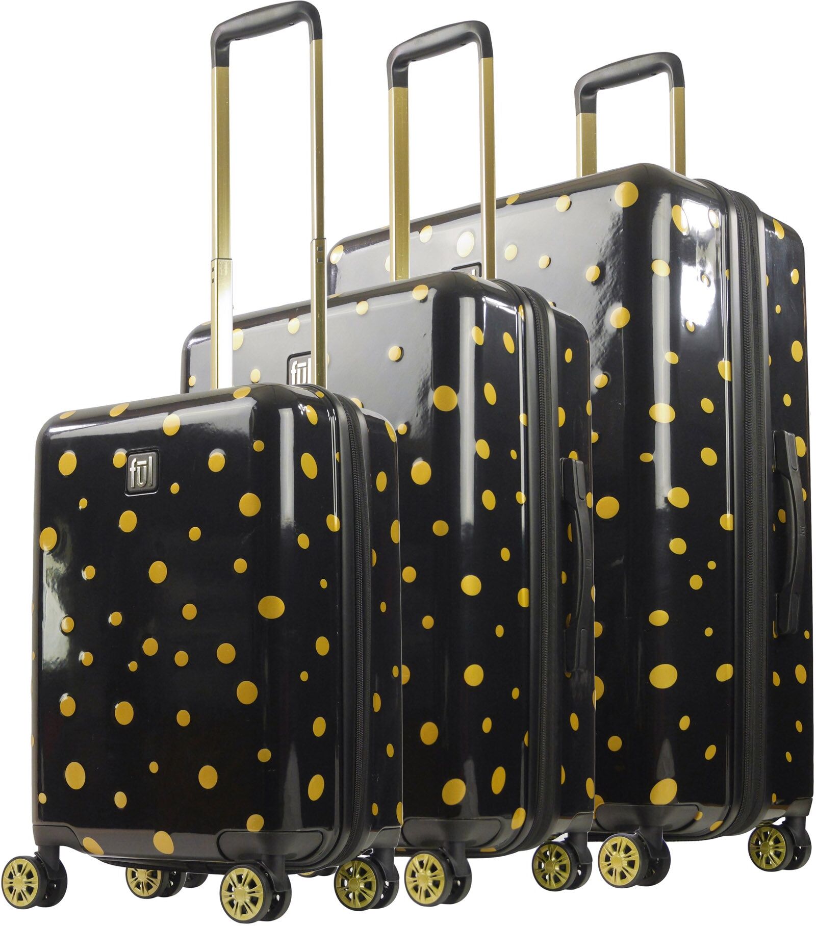 Ful Impulse Mixed Dots Hardside Spinner Luggage 3pc set, Black