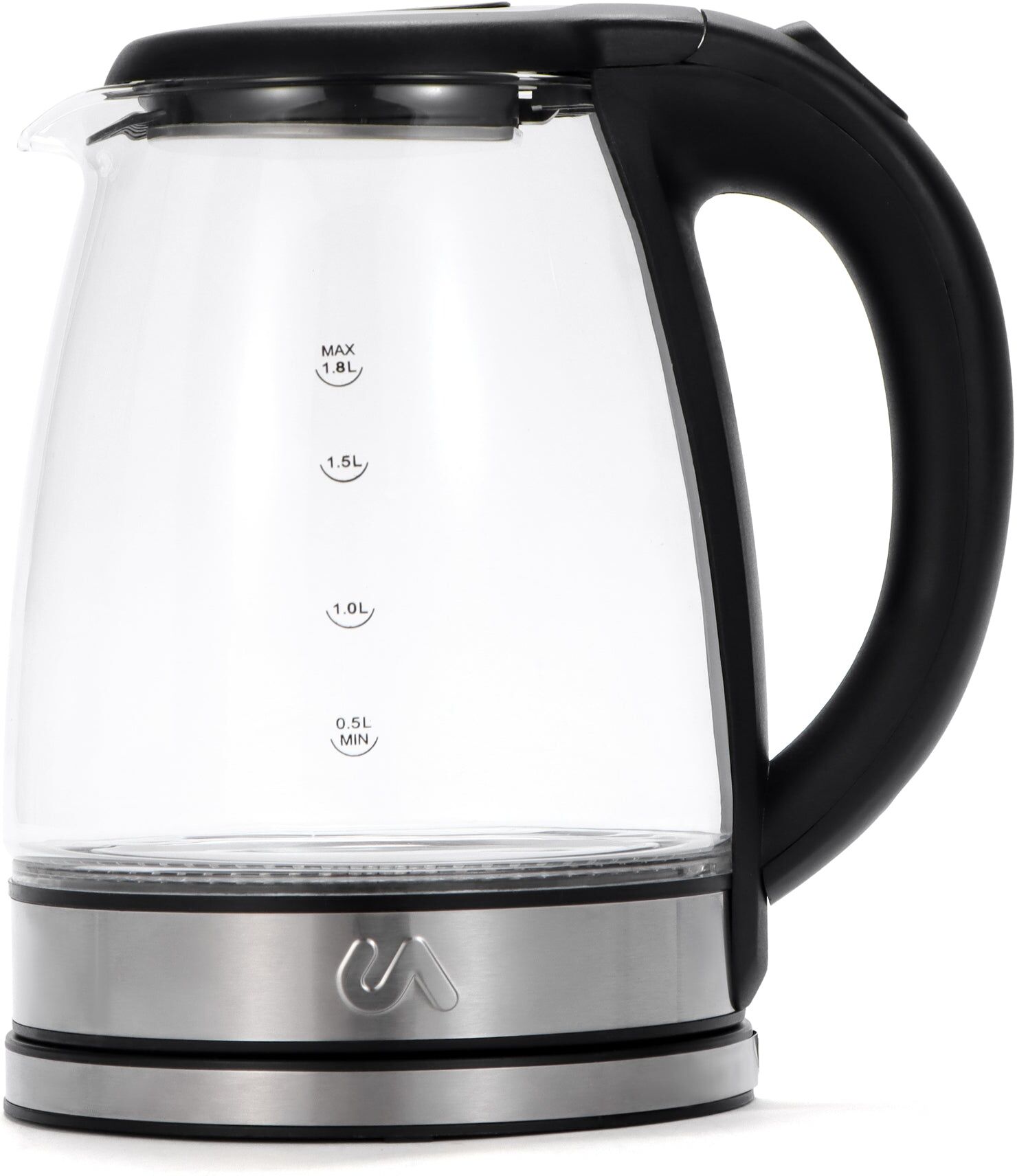 Uber Appliance 1.8L Glass & Stainless Steel Water Boiler, Heater & Electric Tea Kettle