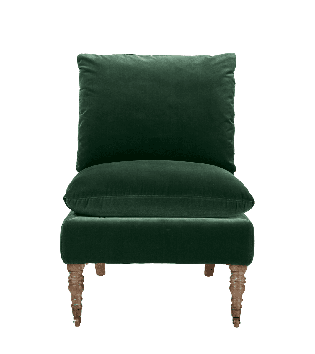 OKA, Apadana Armless Chair - Midnight Green, Armchairs, Velvet, Plain