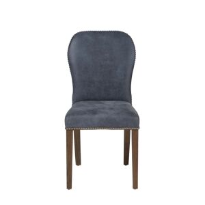 OKA Stafford Leather Dining Chair - Smoke Blue
