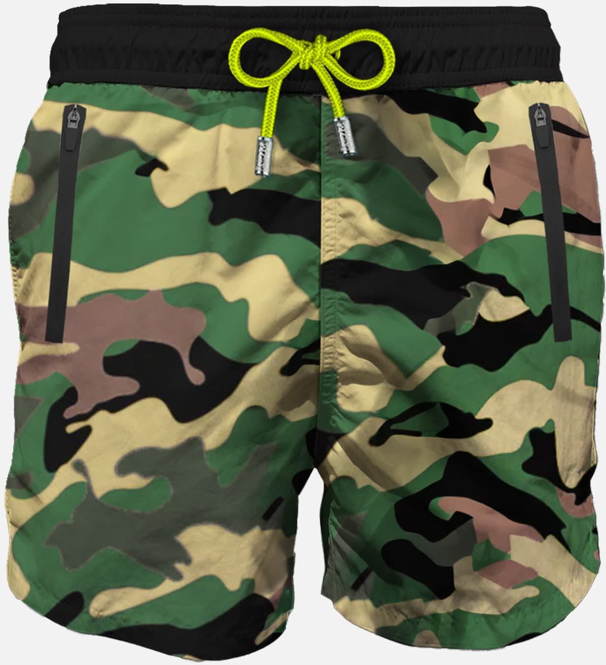 MC2 Saint Barth Camouflage Light Fabric Zipped Swim Shorts - GREEN - male - Size: Extra Large