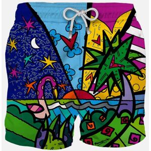 MC2 Saint Barth Man Swim Shorts With Multicolor Beach Print ©britto Special Edition - SKY - male - Size: 3X-Large