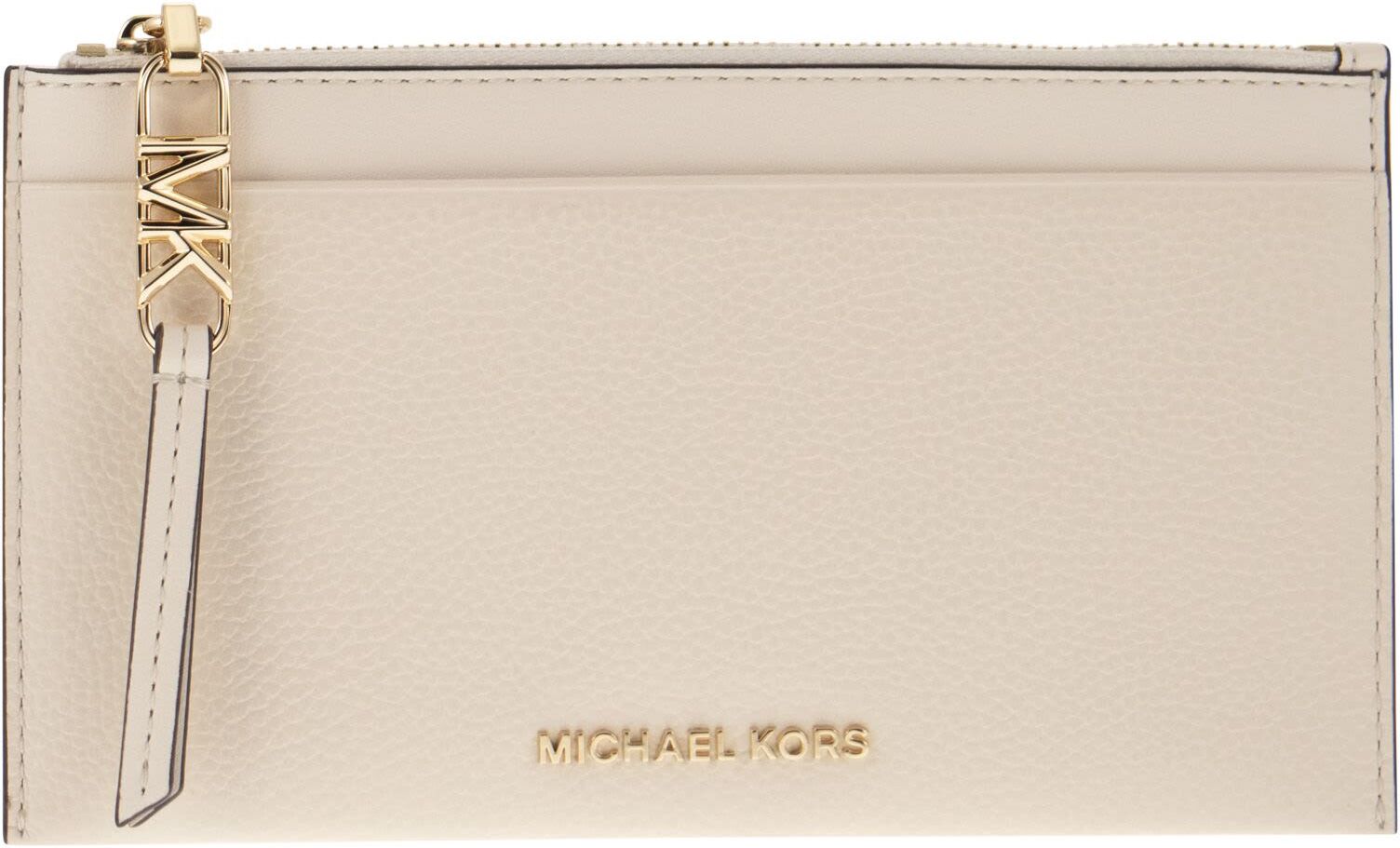 Michael Kors Large Credit Card Holder In Grained Leather - Cream - female - Size: 0one size