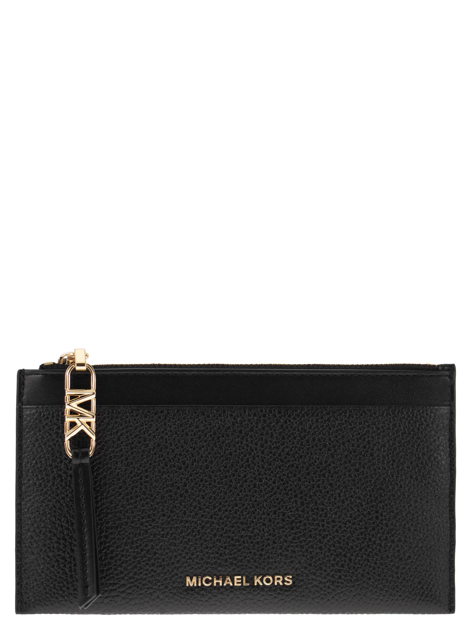 Michael Kors Large Credit Card Holder In Grained Leather - Black - female - Size: 0one size