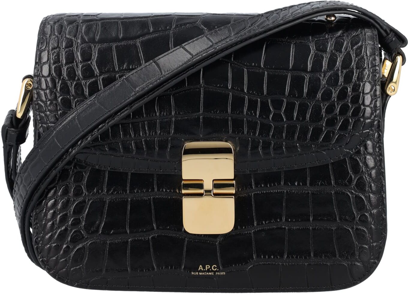 A.P.C. Grace Small Bag In Crocco Print - BLACK - female - Size: 0one size