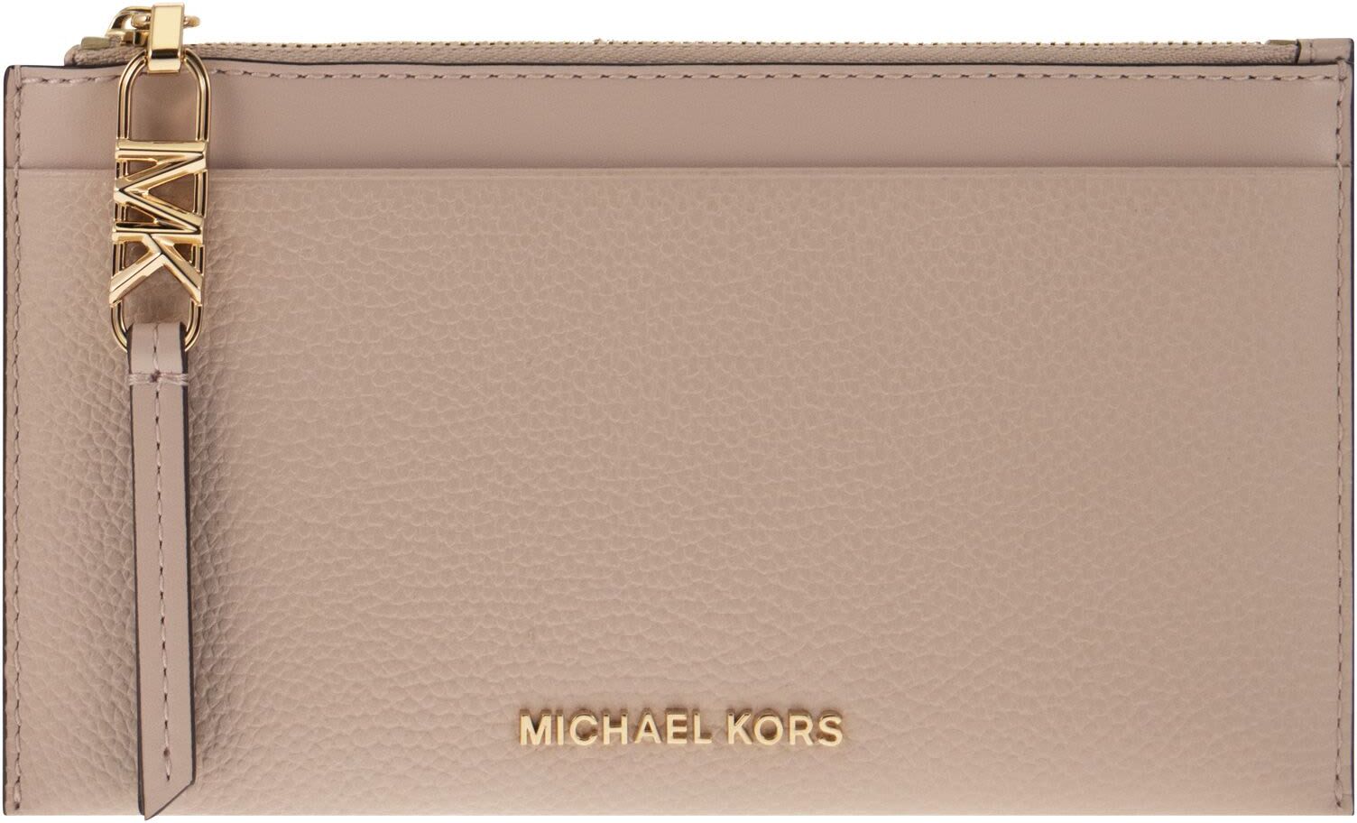 Michael Kors Large Credit Card Holder In Grained Leather - Pink - female - Size: 0one size