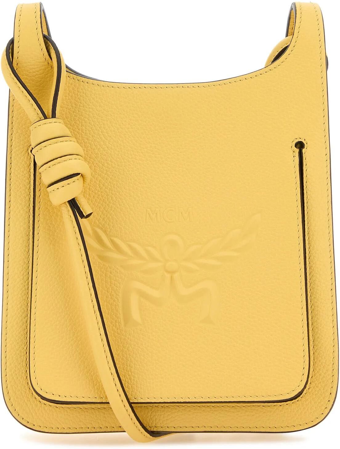 MCM Yellow Leather Mini Himmel Hobo Crossbody Bag - YELLOW - female - Size: 0one size