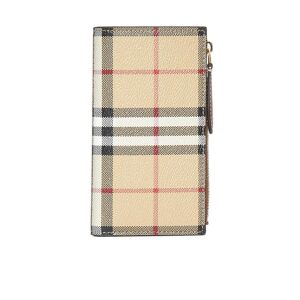 Burberry Check Pattern Zip-up Wallet - BEIGE - female - Size: 0one size0