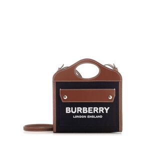 Burberry Micro Two-tone Pocket Bag In Canvas And Leather - Black - female - Size: 0one size0