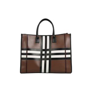 Burberry Leather And Fabric Tote With Tartan Pattern - Brown - male - Size: 0one size0