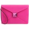 Valentino Garavani Pp Pink Nappa Leather One Stud Clutch - UWT - male - Size: 0one size