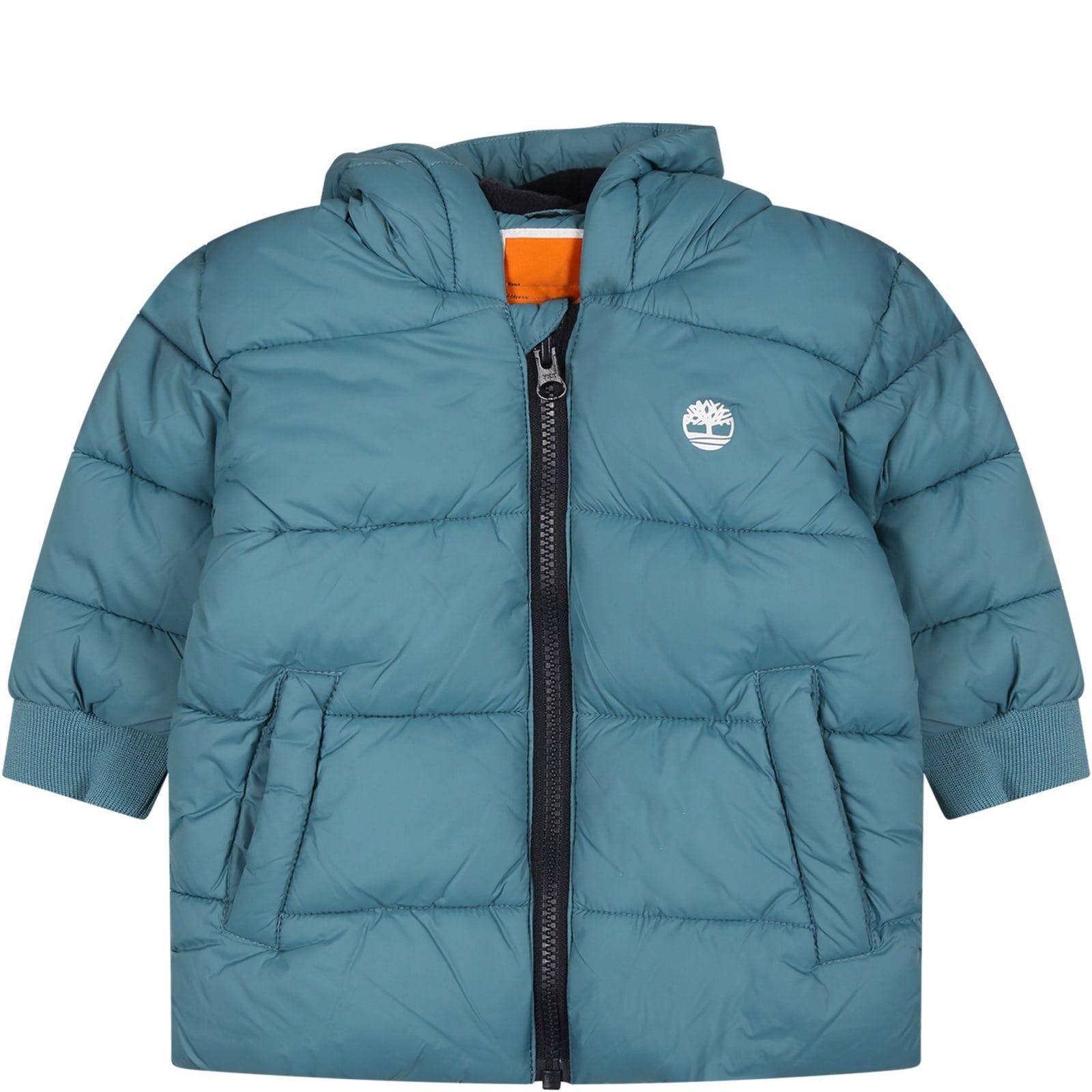 Timberland Light Blue Bomber For Baby Boy With Logo - 0Light Blue - unisex - Size: 06 Mo