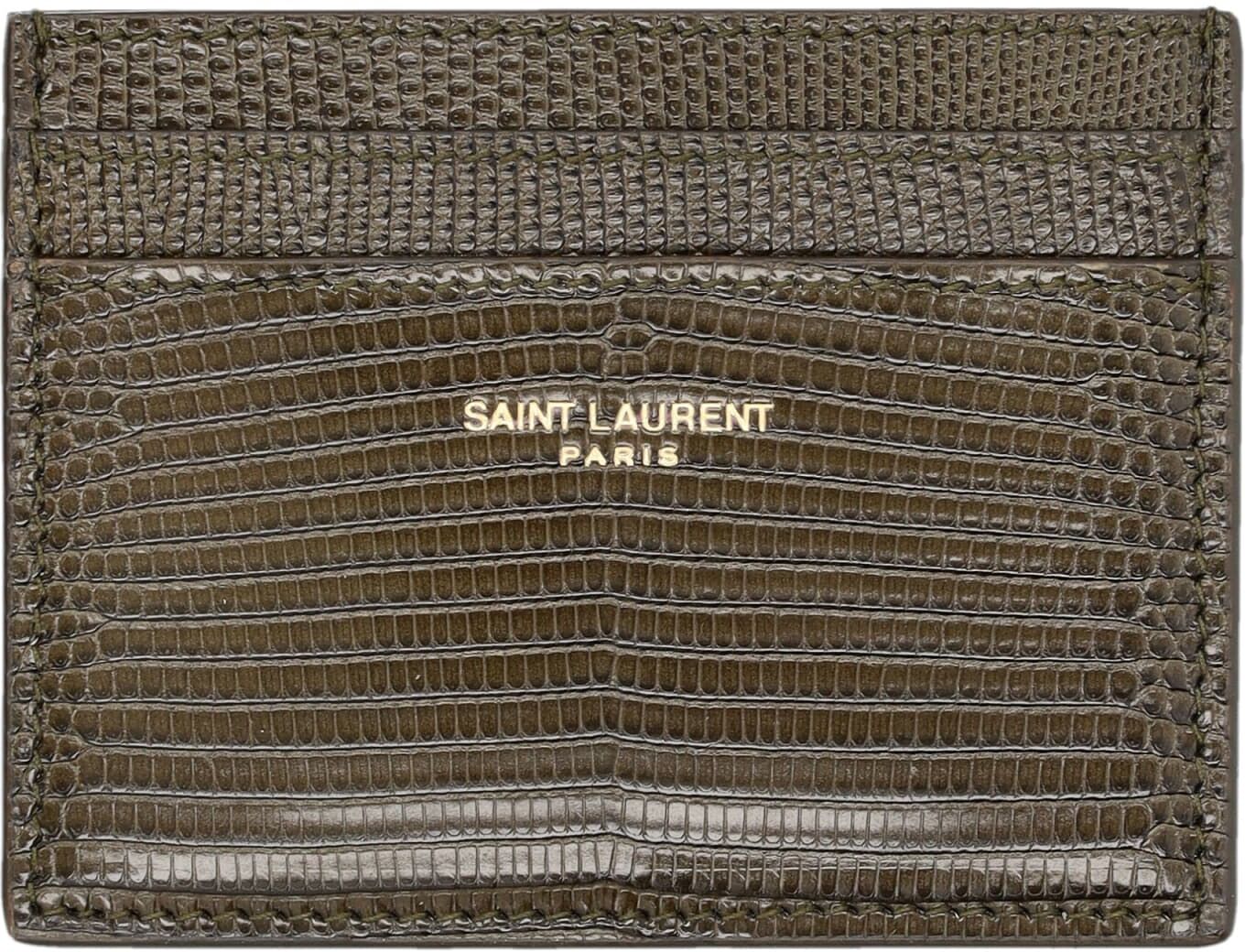 Saint Laurent Lizard Card Case - 0DARK SEASWEED - male - Size: 0one size