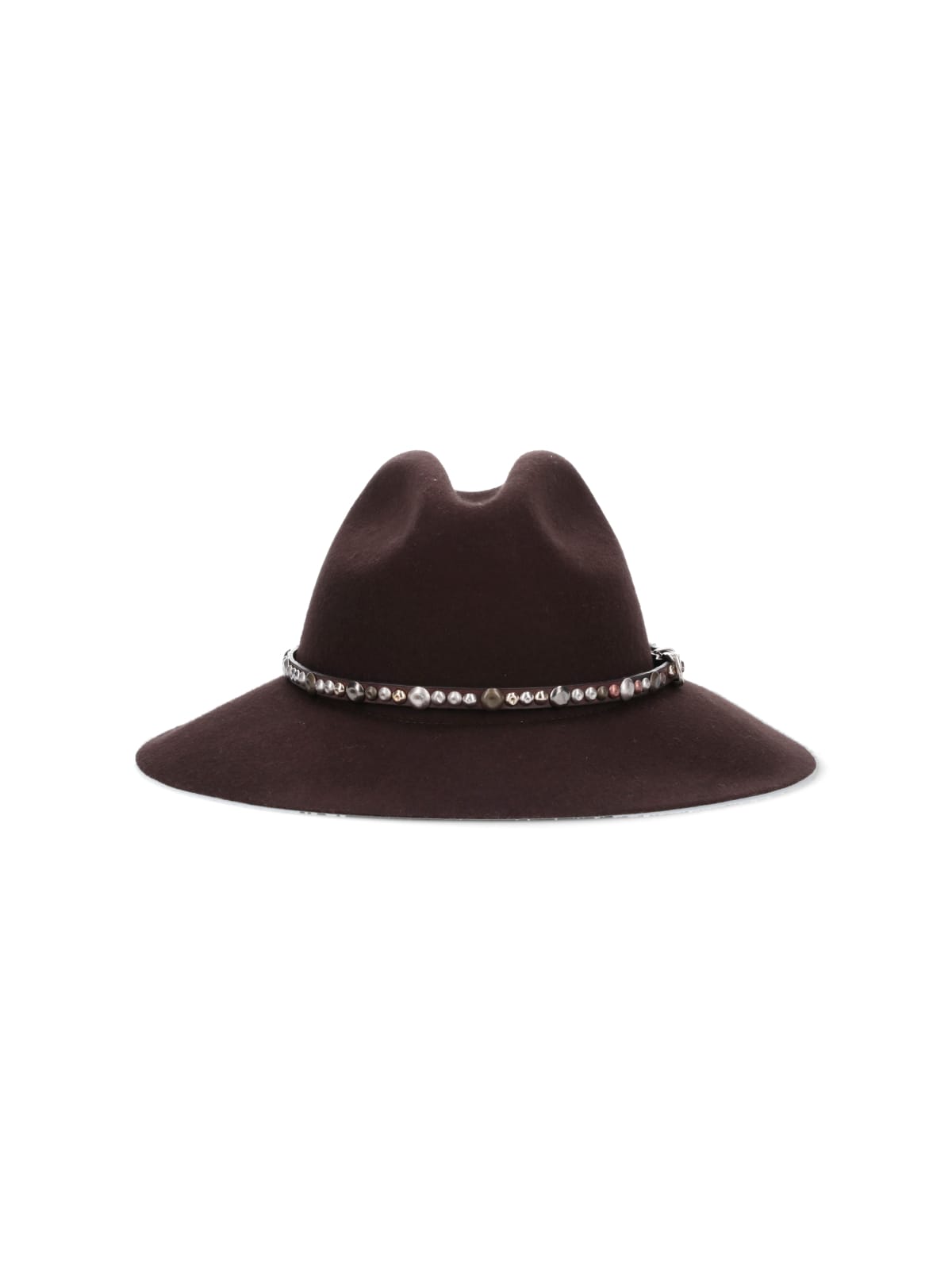 Golden Goose Golden Fedora Hat Felt With Studded Leather Belt - Brown - male - Size: Medium