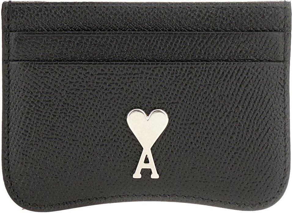 Ami Alexandre Mattiussi Paris Ami De Coeur Logo Plaque Cardholder - 0NOIR ARGENT - female - Size: 0one size