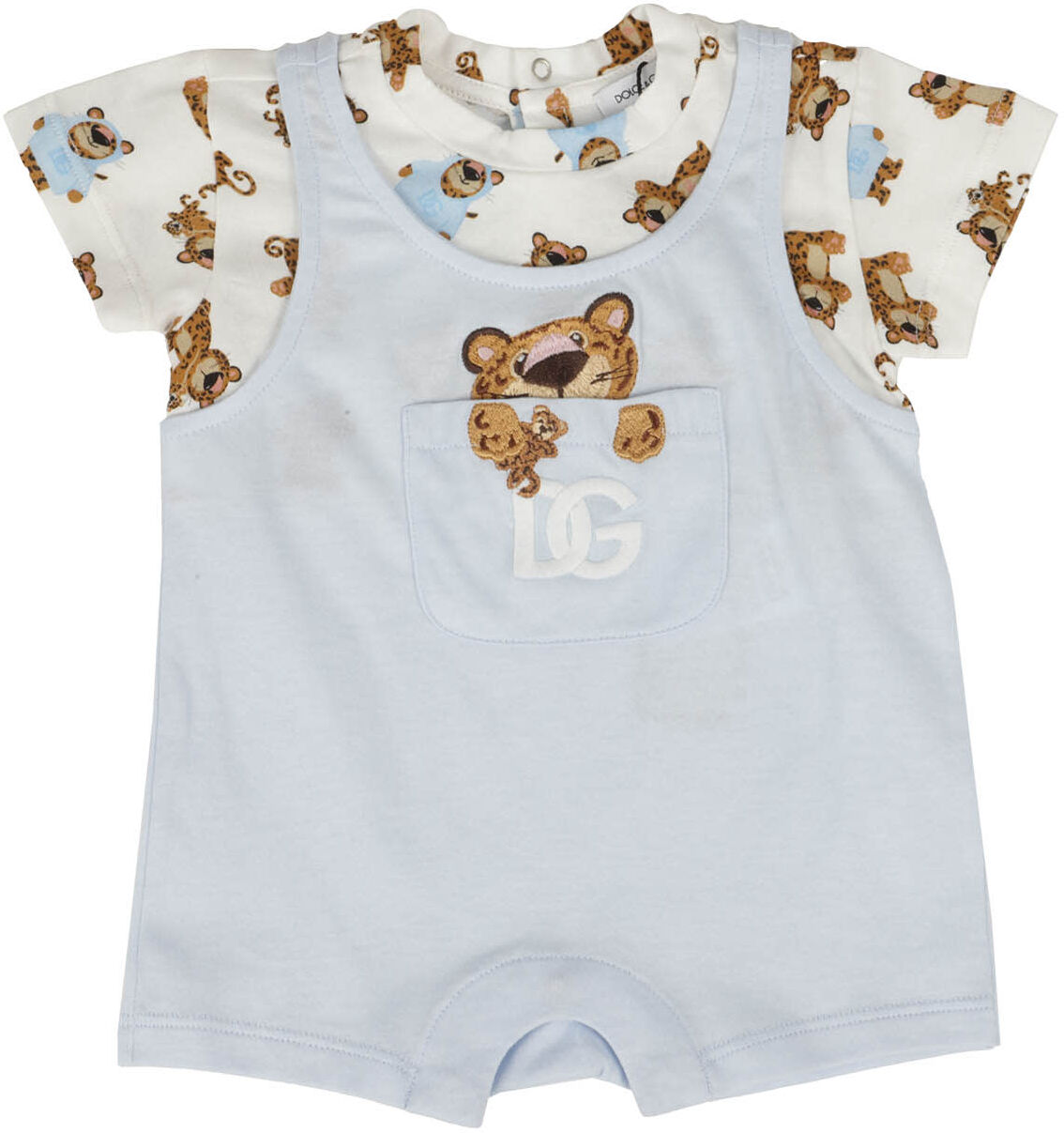 Dolce&Gabbana Manica Corta - 0Hayfc Leopardo Azzurro - female - Size: 06-9 Mo