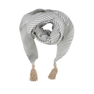 Emporio Armani Striped Scarf With Nappa Details - Grey - female - Size: One Size