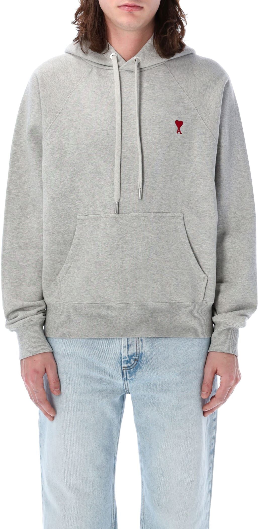 Ami Alexandre Mattiussi Ami De Coeur Hoodie - 0GREY MELANGE - male - Size: Large