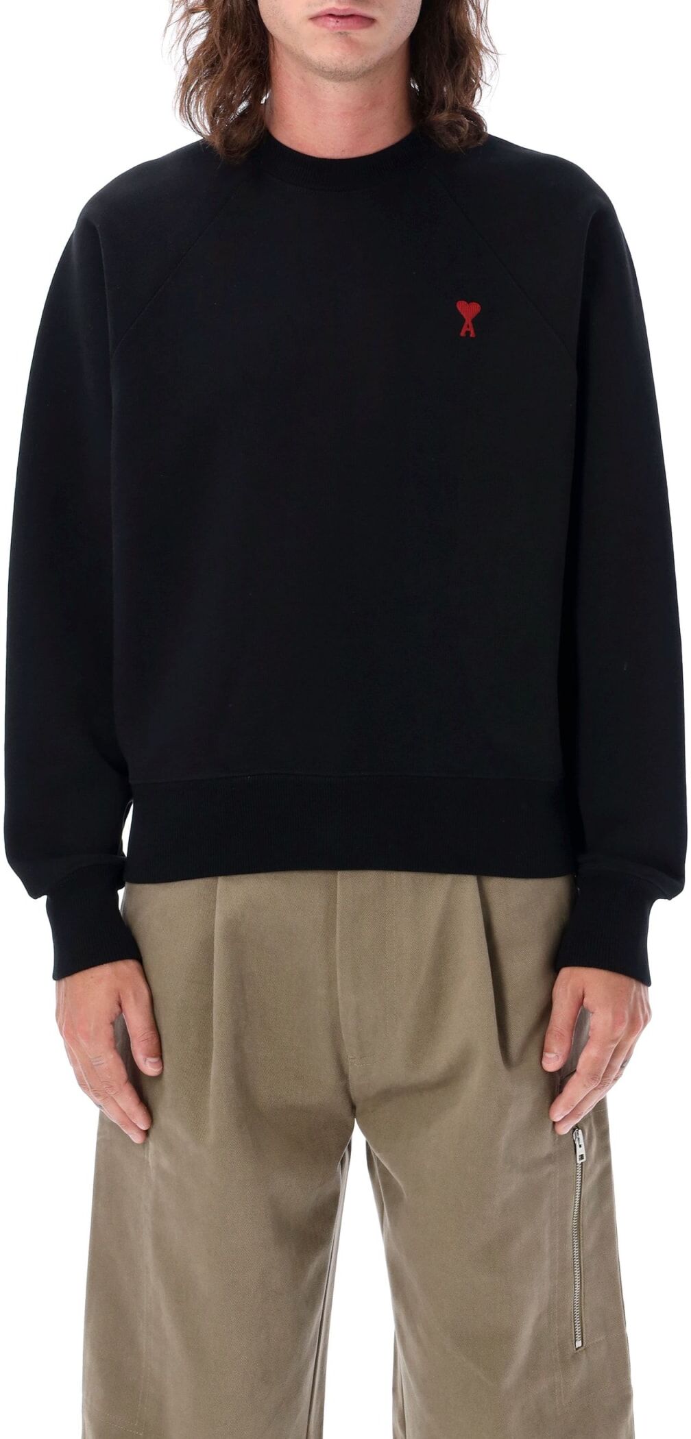 Ami Alexandre Mattiussi Ami De Coeur Crewneck - BLACK - male - Size: Medium