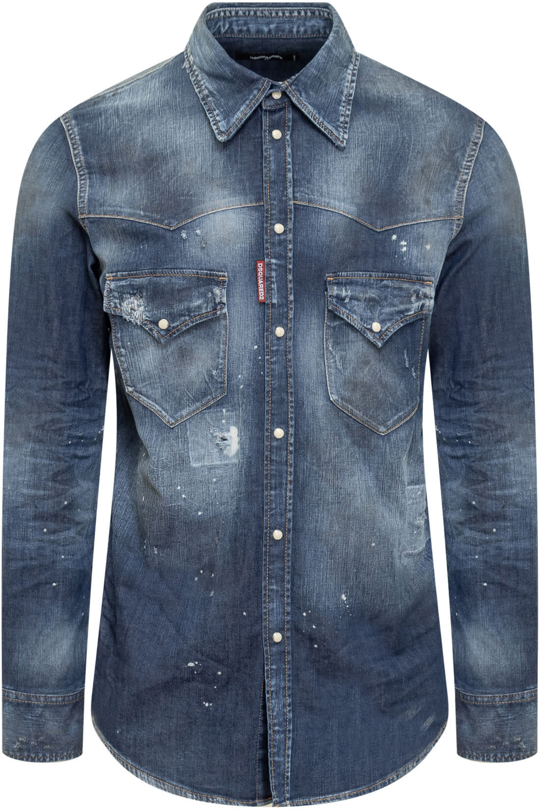 Dsquared2 Fashion Western Denim Shirt - 0NAVY BLUE - male - Size: 52