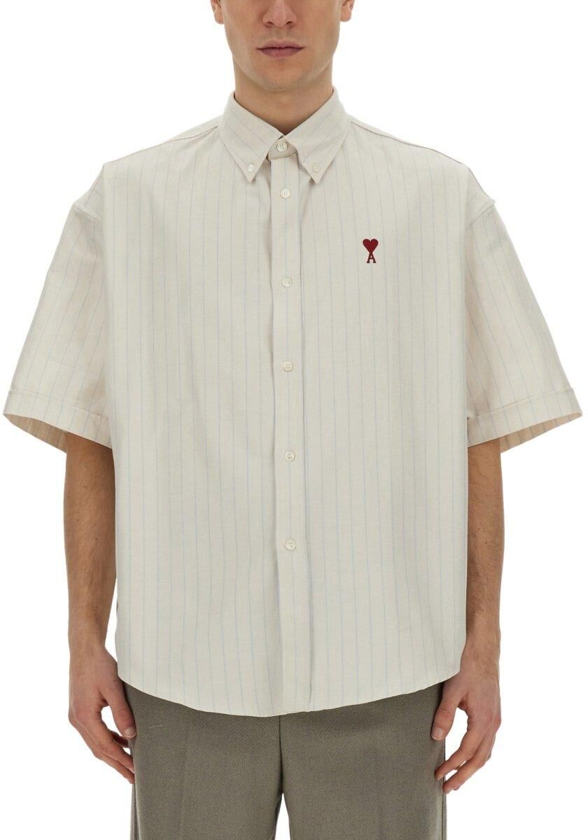 Ami Alexandre Mattiussi Paris De Coeur Logo Embroidered Shirt - BEIGE - male - Size: Large