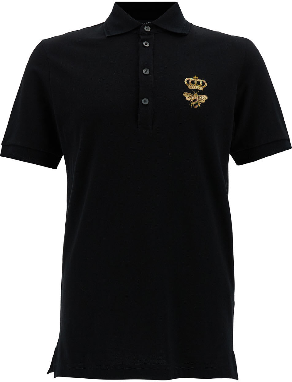 Dolce&Gabbana Cotton Mens Chest Detail Polo Shirt - Black - male - Size: 56