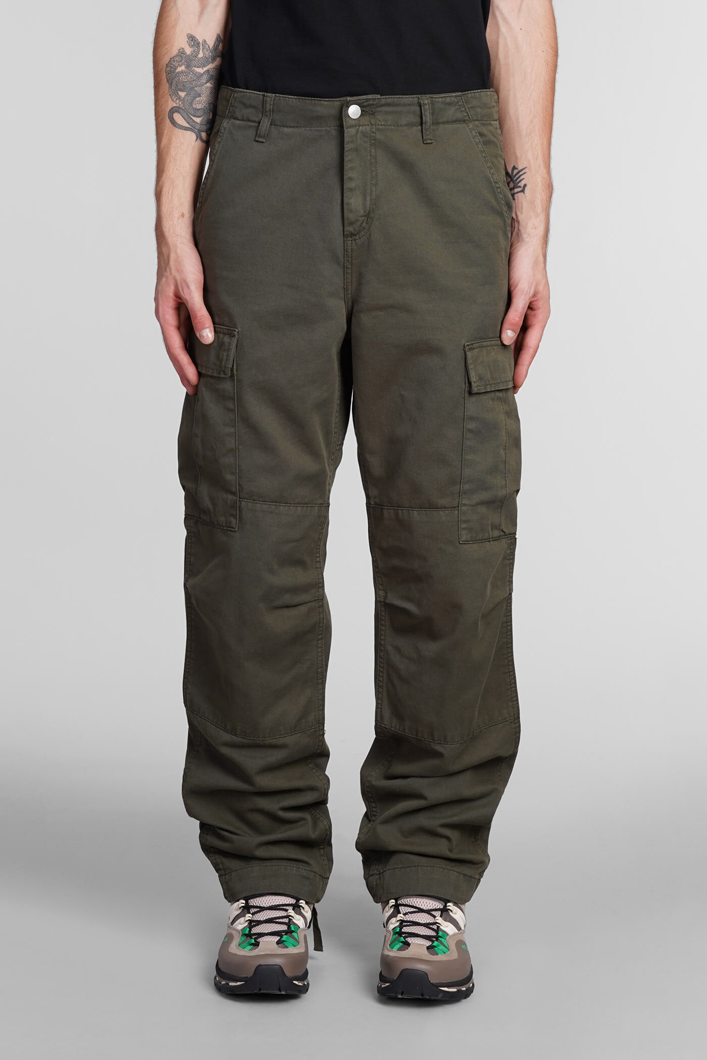 Carhartt Pants In Green Cotton - 0Nqgd Plant Garment - male - Size: Small