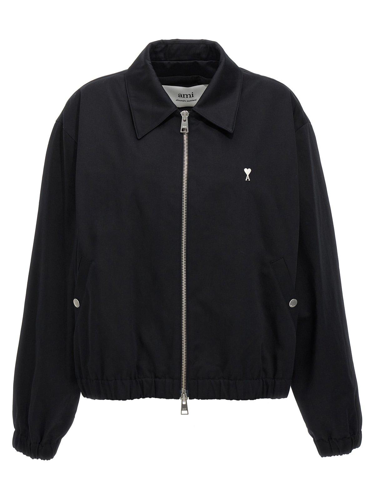 Ami Alexandre Mattiussi Paris Ami De Coeur Zipped Jacket - BLACK - male - Size: Large