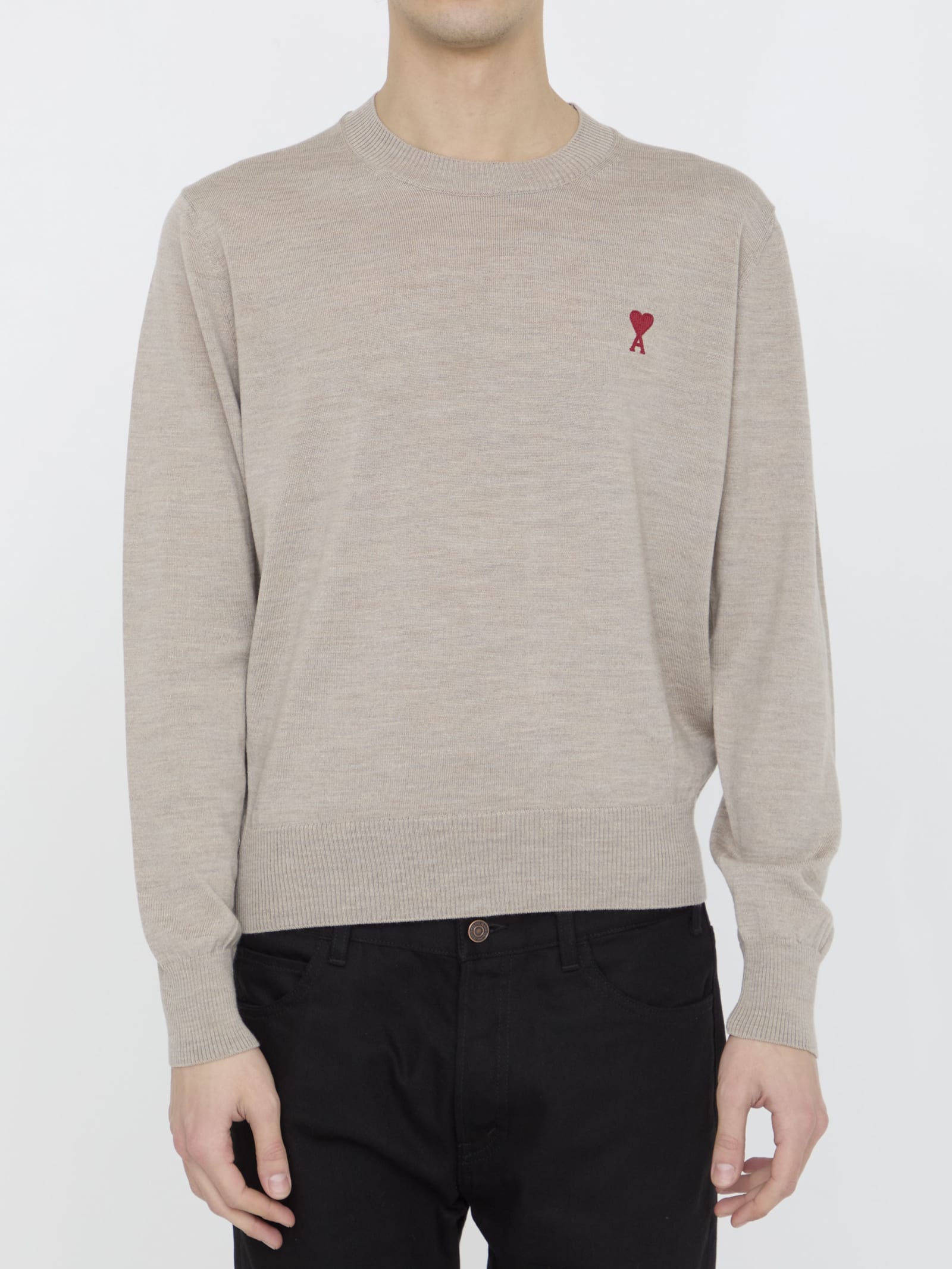 Ami Alexandre Mattiussi Ami De Coeur Jumper - BEIGE - male - Size: Medium