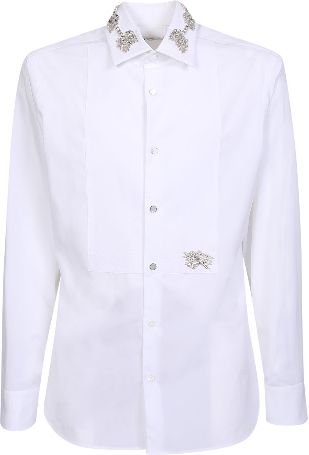 Burberry Formal Shirt With Crystal Applications - White - male - Size: Large