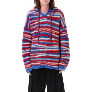 ERL Knitted Hoodie - RED/BLUE - male - Size: Large