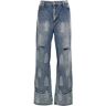 Who Decides War rhinestone Washed Denim Jeans - BLUE - male - Size: Small