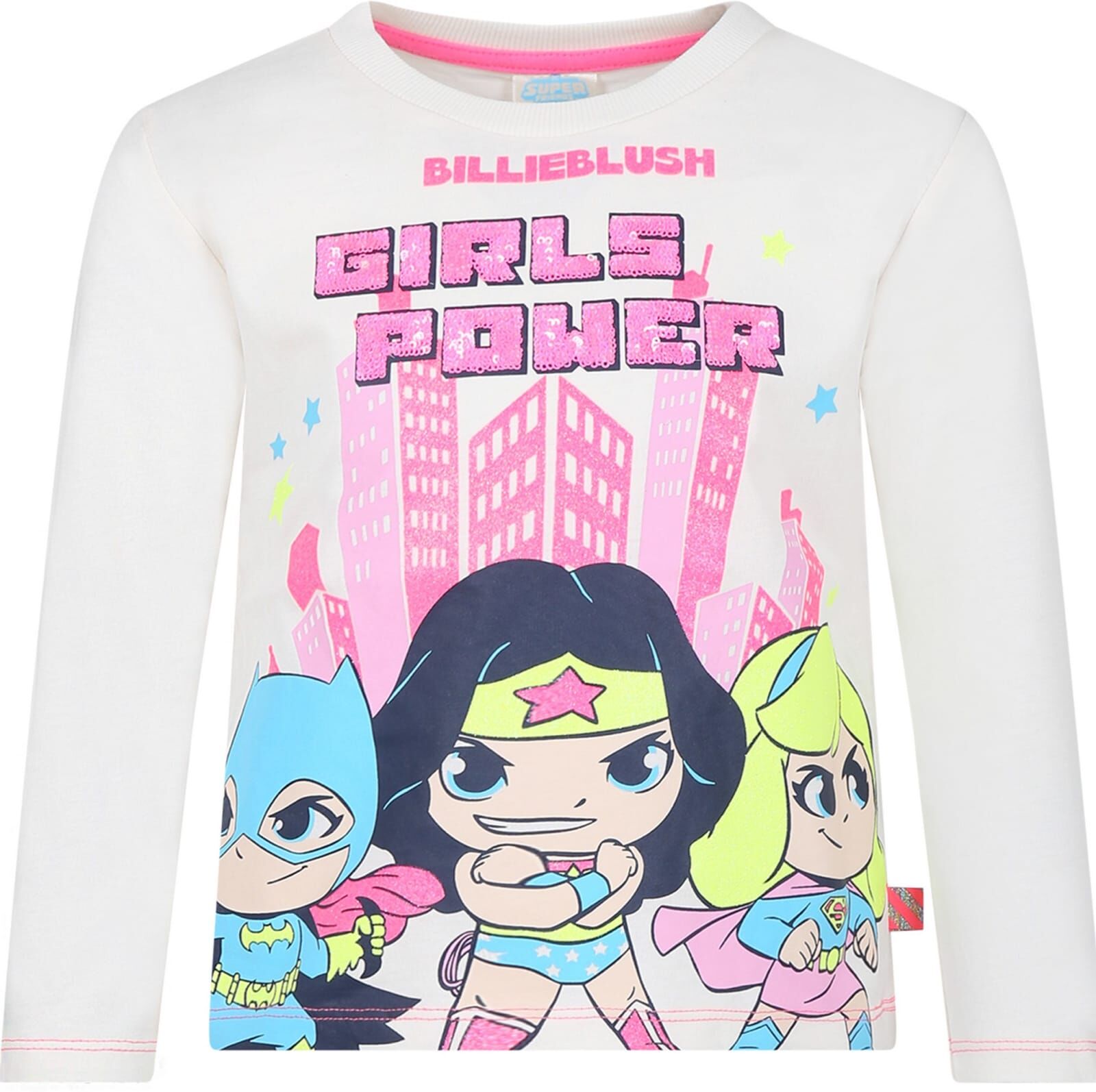 Billieblush Ivory T-shirt For Girl With Wonder Woman Print - Ivory - female - Size: 12