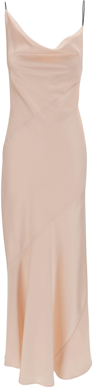 Philosophy di Lorenzo Serafini Maxi Pink Dress With Draped Neckline In Satin Woman - Pink - female - Size: 42