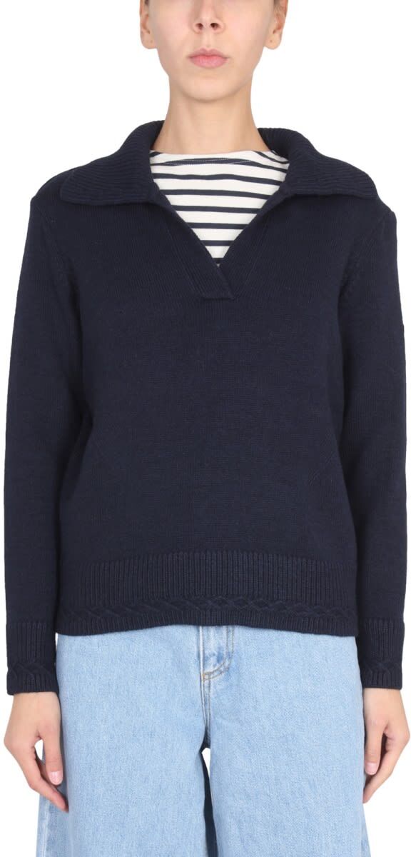 Saint James V-neck Sweater - BLUE - female - Size: 38