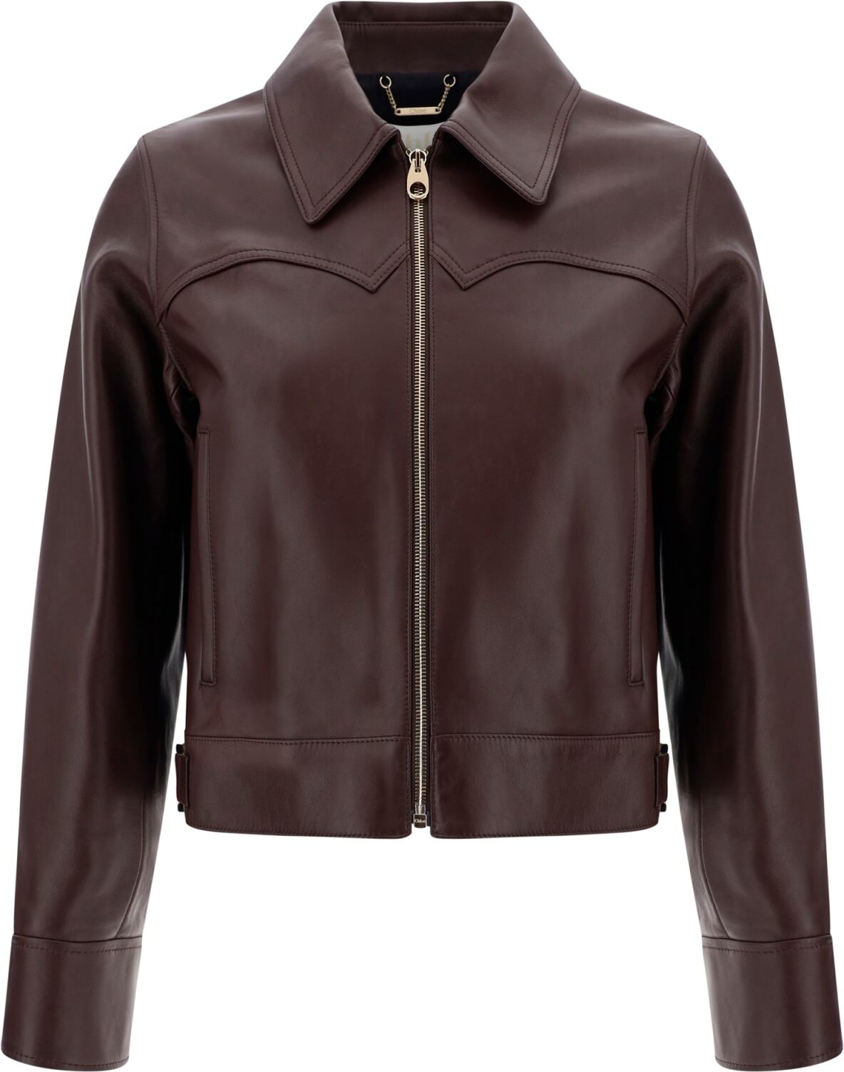 Chloé Leather Jacket - 0Kohl Brown - female - Size: 38