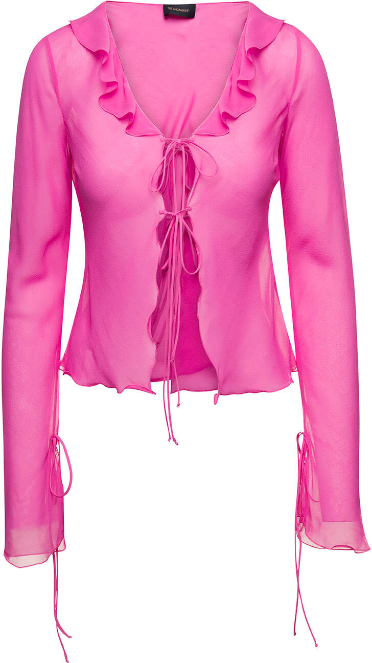 The Andamane Ruffle-detail Blouse In Pink Silk Woman - Pink - female - Size: 44