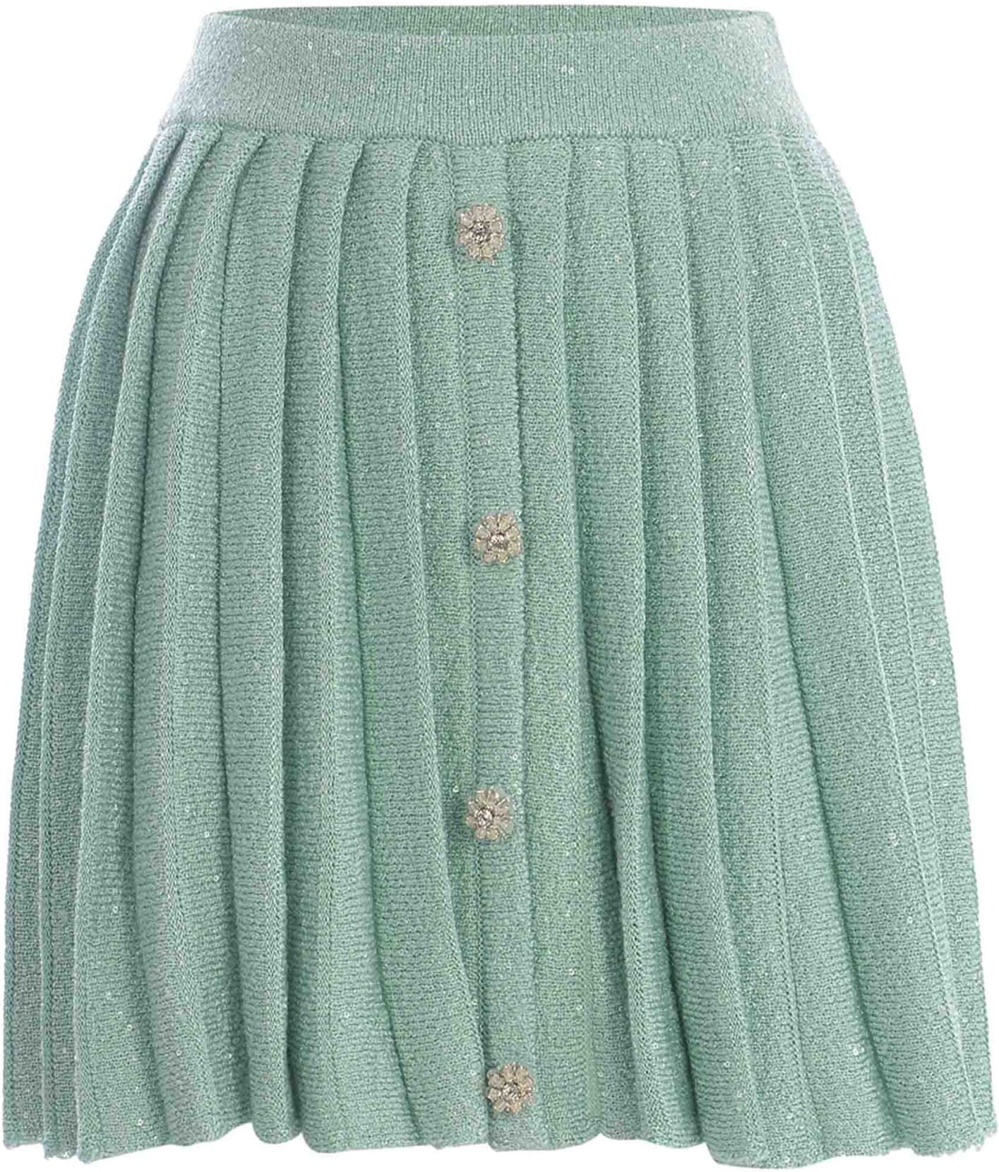 Skirt Self-portrait pailettes Made Of Knitted Fabric - 0Verde menta - female - Size: Extra Small