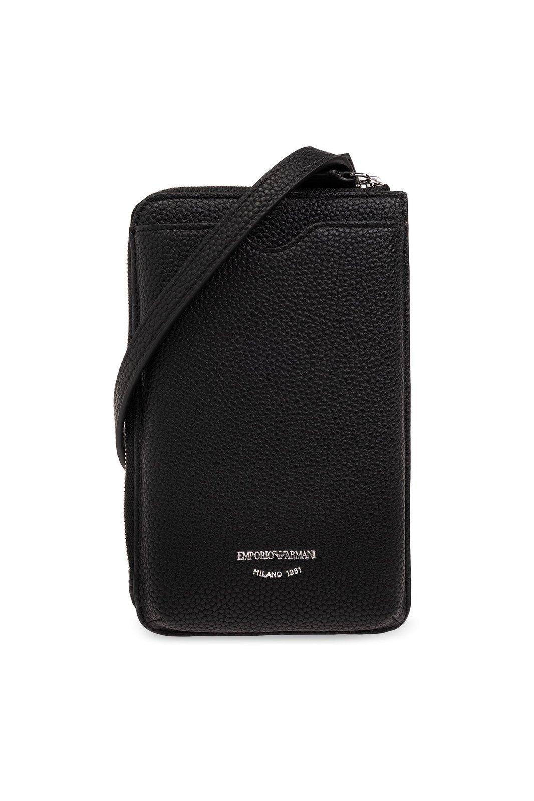 Emporio Armani Strapped Phone Holder - Black - female - Size: 0one size