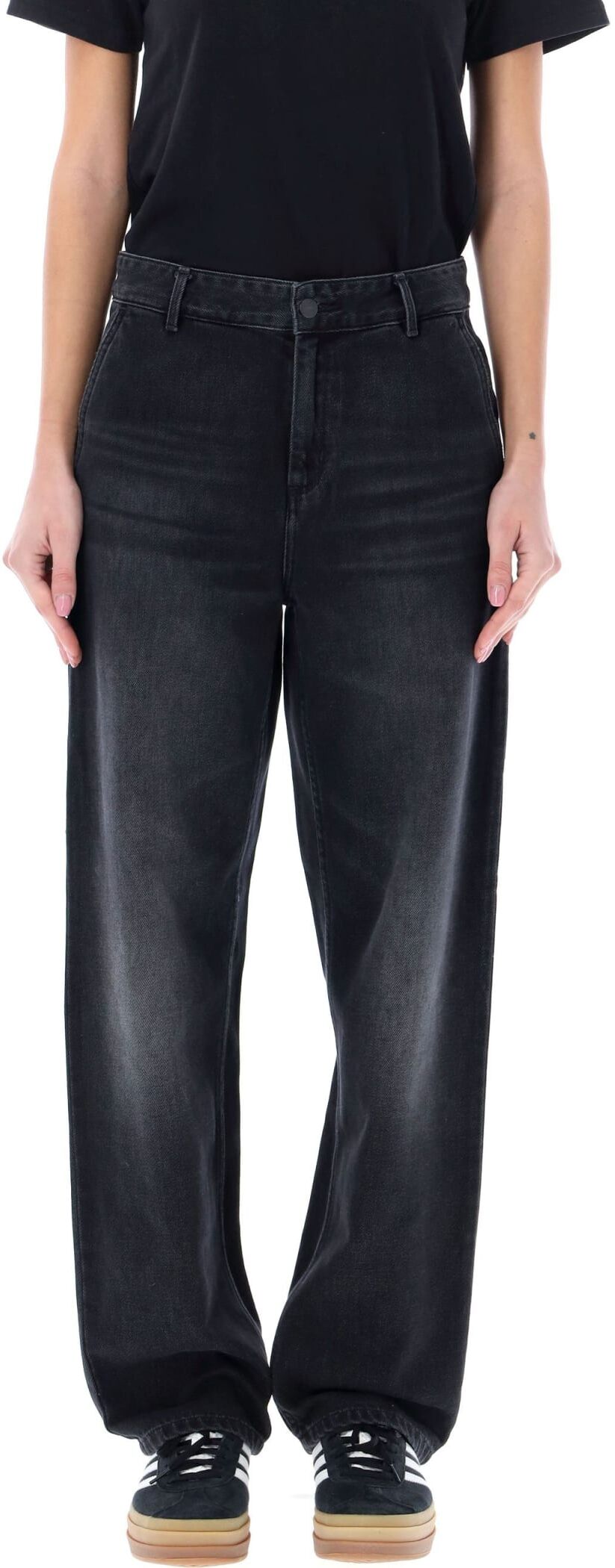 Carhartt W Pierce Pant Straight - 0BLACK DARK USED WASHED - female - Size: 2XS