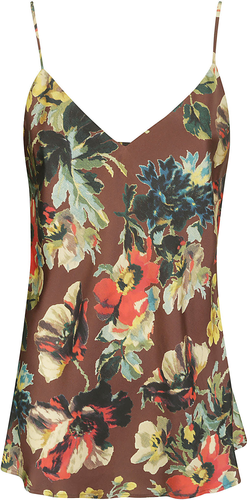 Alberto Biani Tapestry Silk Tank Top - BROWN - female - Size: 40