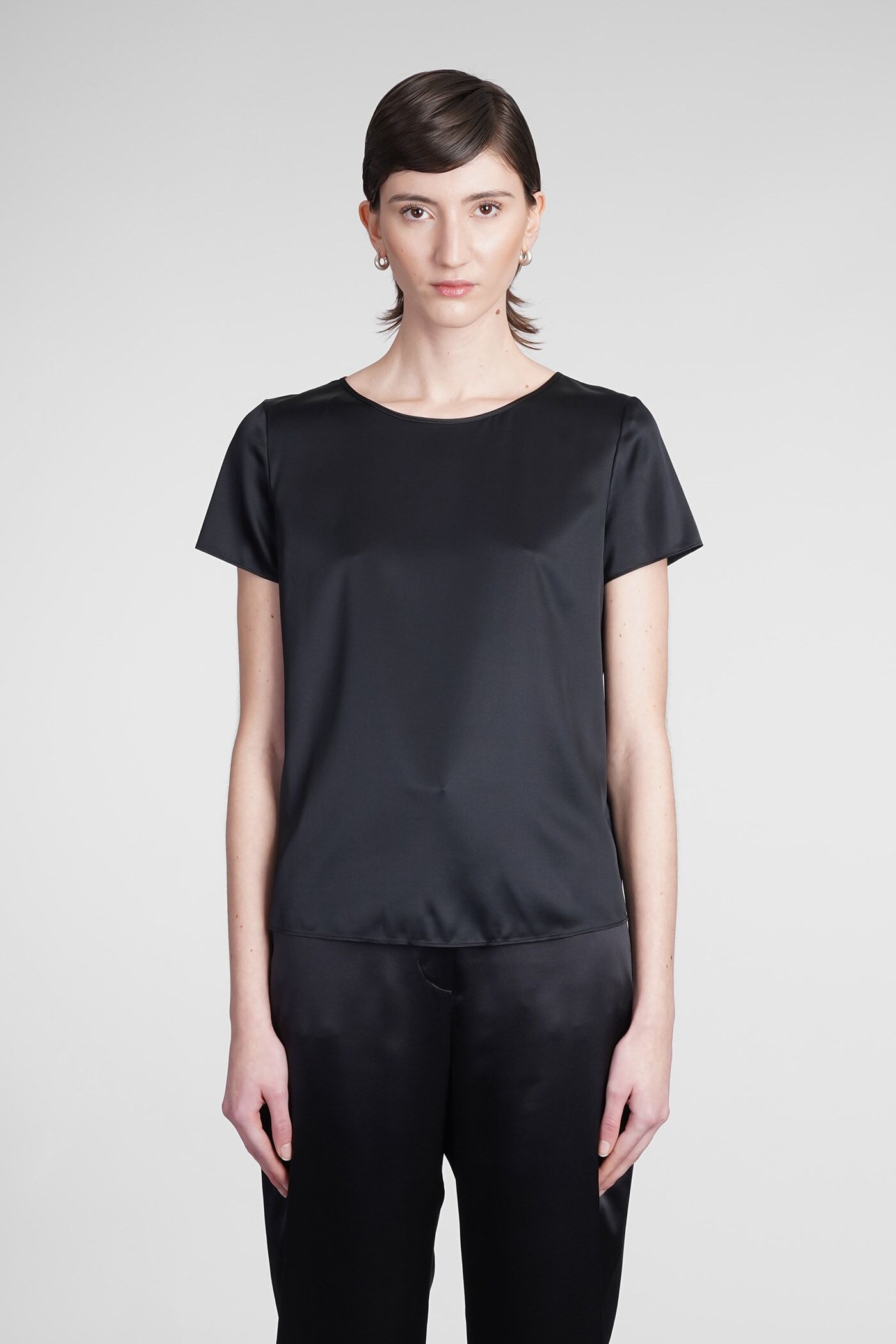 Blouse In Black Silk Giorgio Armani - BLACK - female - Size: 44