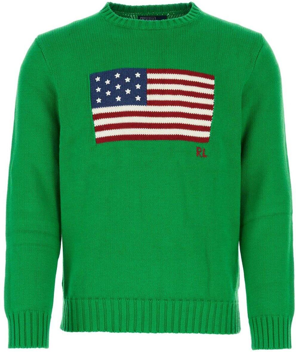 Ralph Lauren Flag Intarsia-knit Crewneck Jumper - green - female - Size: Small