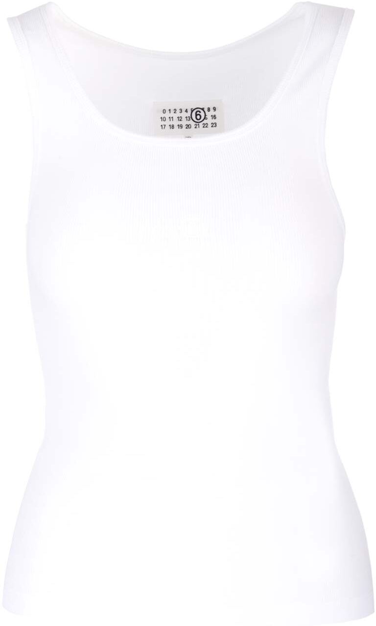 MM6 Maison Margiela Stretch Cotton Tank Top - WHITE - female - Size: Small